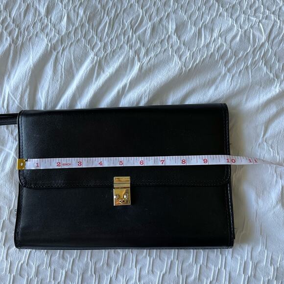 Vintage Cuero Vaca Art Piece BUSINESS BAG LEATHER BLACK UNISEX Argentina Purse - Picture 6 of 10